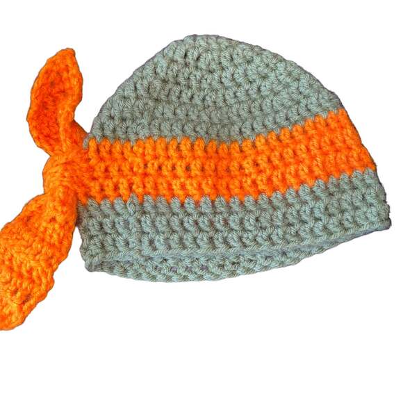 Handmade Crochet Knit TMNT Inspired Michaelangelo Beanie Kids Halloween Costume - Picture 2 of 4